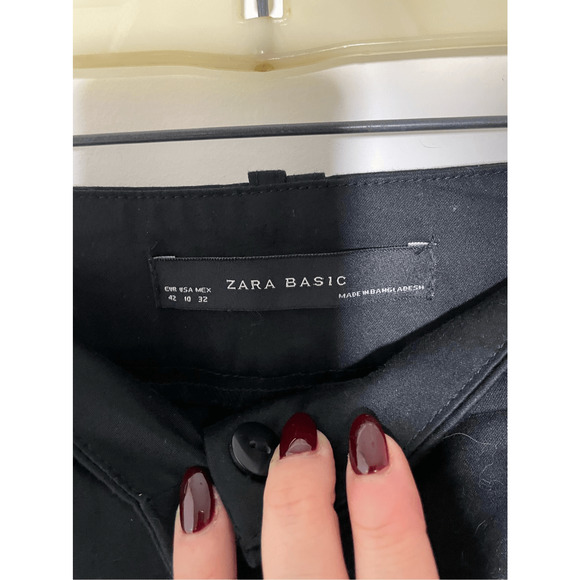 NWT Zara Women's Cotton Black MidRise Career Wear Dress Slacks Sz 10 Business - Picture 3 of 7
